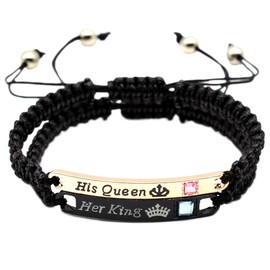 MXXGMYJ His Queen Her King Bracelets for Couples Matching Couple Bracelets for Boyfriend and Girlfriend Christmas Gifts Anniversary Valentines Day Gifts for Him and Her Bf and Gf 2Pcs Bracelet Set