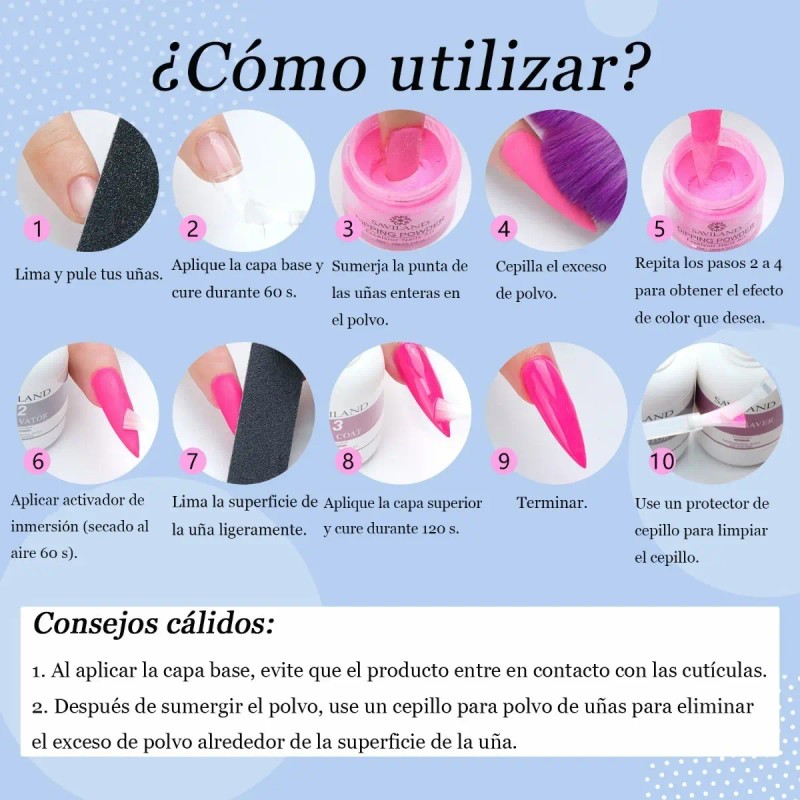 Saviland Kit Polvo Acrílico Dipping Para Uñas- 20 Colores