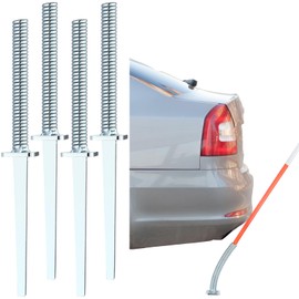 Ferraycle 4 Pcs Driveway Marker Stake with Spring Back Action Compatible with 5/16'' Driveway Markers for Residential Dirt Road Turnoffs Snow Poles Snowplows Rods Student Drivers Reflective, Silver