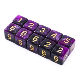 Yourandoll Pack of 10 Polyhedral Dice D6 (1-6) Dice Dice Acrylic Dice Game Cube for RPG MTG DND Dice Table Games (Starry Sky Purple Black)