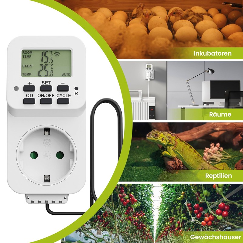 Perfect Thermostat Socket, Temperature Controller 230 V, Socket Thermostat with