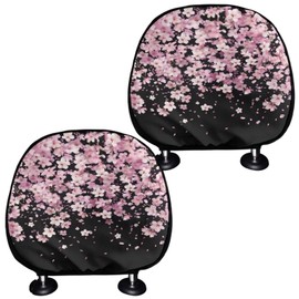 Finagallathe Cherry Blossom Headrest Covers for Cars Accessories Interior for Women Men 2Pcs Universal Auto Seat Head Rest Protector Car Headrest Cover for Car Decorations Interior