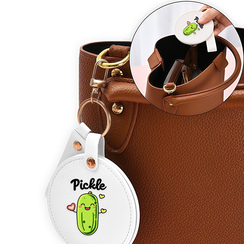 BJDAMAI Small Makeup Mirror Keychain, Compact Mirror for Purse,Leather Small