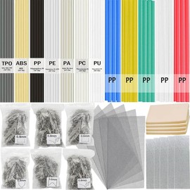 Wrdlosy 720PCS Plastic Welding Kit - 106PCS Plastic Welding Rods, 600PCS Plastic Welder Staples, 5PCS Reinforcing Stainless Steel Mesh, 5 Aluminum Foil Tape, 4 Sandpaper for Bumper Kayak Repair