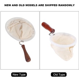 Coffee Filter Reusable Flannel Cloth Filter Washable Coffee Filter with Wooden Handle Handmade Coffee Filter for Cafe Home Office (L)