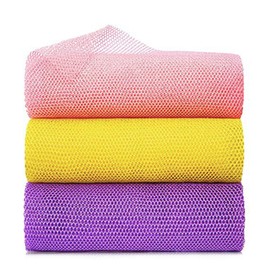 3 Pcs African Net Sponge - African Exfoliating Sponge, Long Bath Net, Deep Cleaning Mesh Back Scrubber, Spa Massage Bath Towel for Women Men (Pink, Purple, Yellow)