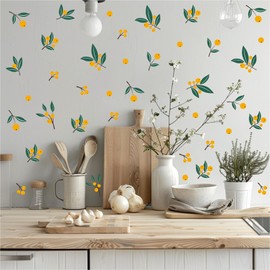 Orange Wall Decals Decor for Home DIY Wall Stickers Leaves for Home Living Room Kitchen Fruit Sstore Wall Stickers Decor 10 Sheets