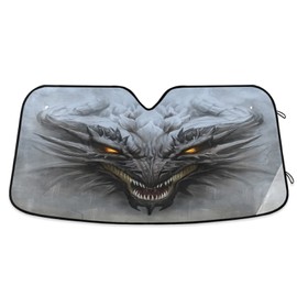 Qilmy Digital Painting Scary Dragon Car Windshield Sun Shade Front Window Folding Auto Sunshade Anti-UV Rays Sun Visor Shade for Car Truck SUV