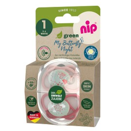 NIP Butterfly: Skin & Tooth-Friendly Light Dummy, Flat Teat, Soft & Flexible, Disc Extra Light & Breathable, BPA-Free, Sustainable, with Box, 0-6 Months, Pink/Red