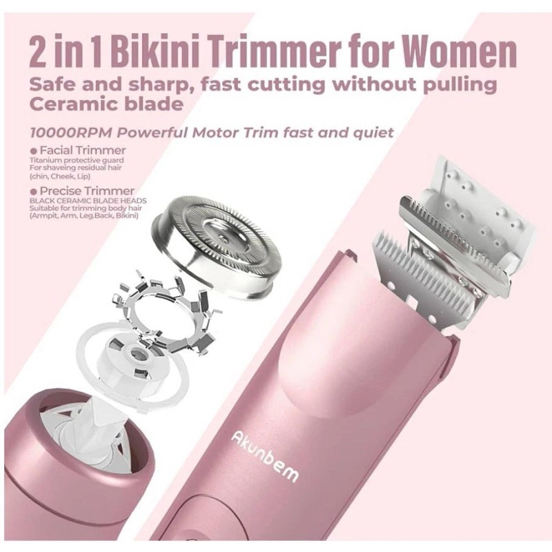 2 in 1 Women Electric Shaver Dual Head Bikini Trimmer