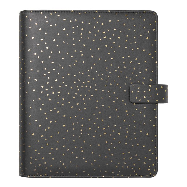 Filofax Confetti Organizer, A5 Size, Charcoal - Leather-Look, Gold Foil