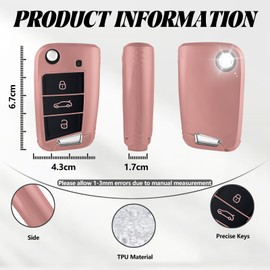 TOOMUME Key Case TPU Glossy Car Key Cover Fits VW Volkswagen Golf 7 Tiguan T-ROC T-Cross Polo Seat Ateca Ibiza Leon Skoda Octavia Fabia Kamiq