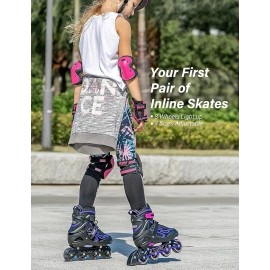 2PM SPORTS Vinal Girls Adjustable Flashing Inline Skates, Size Small 11C-13C