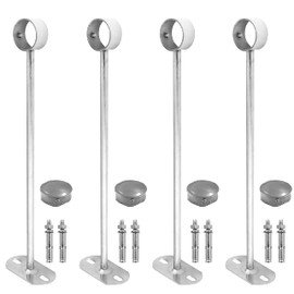 Jiozermi 4 Pcs 1-1/4 Inch Curtain Rod Bracket, Ceiling Mount Curtain Rod Holder, Flange Closet Rod Bracket, Stainless Steel Shower Curtain Rod Socket, Closet Rod End Supports, 13.8” Height