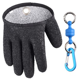 TOPIND Anti-Cut Fishing Glove Catch Fish Gloves Hunting Gloves Anti-Slip and Waterproof PE Wire Woven Latex Fishing Hunting Gloves with Magnet Release Fishing Tools