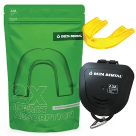 Delta Dental Athletic Sports Mouth Guard - ADA Accepted - 2X The Impact Absorption - Works with Braces 1 Pack No Strap (Adult, Yellow No Strap)