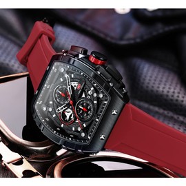 Mini Focus Mens Watches 3ATM Waterproof Chronograph Movement Watches with Silicon Strap