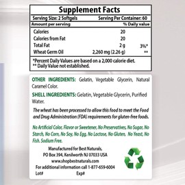 Best Naturals Wheat Germ Oil 1130 mg 120 Softgels
