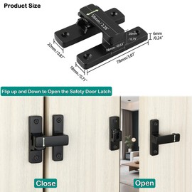 90/180 Degree Flip Door Lock Latch, Protecting Safety Sliding Gate Latches Heavy Duty Hardware Door Latch for Interior Front Barn Garden Fence Window Bathroom Cabinet