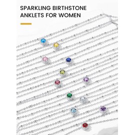 KeyStyle Surgical Steel Ankle Bracelets for Women April Birthstone, 8.5"+2" Adjustable with AAAAA+ Diamond – Bridal Showers, Prom Nights & Sensitive Skin Safe Jewelry​​