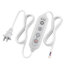 Lamp Dimmer Switch with Cord, Plug-in Dimmer 110-120V Indoor Timer Power Cable with Four Button,Set 2H/4H/8H Automatic Light Switch Timer, 1 Pack, White
