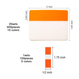 500 Pieces Tabs 2 Inch Sticky Index Tabs, Writable and Repositionable File Tabs Flags Colored Page Markers Labels for Reading Notes, Books and Classify Files, 21 Sets 10 Colors (Index Tabs)