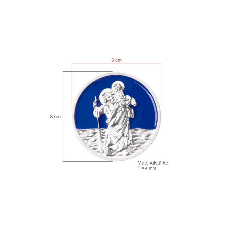 FRITZ COX St Christopher Car Medal Enamelled Blue