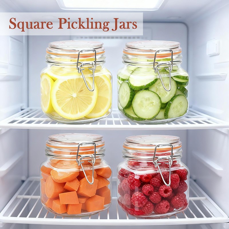 Encheng 25 oz Glass Jars With Airtight Lids And Leak