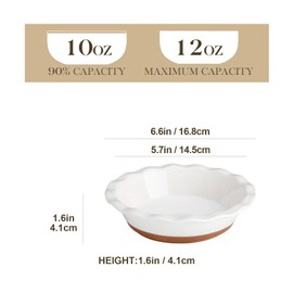 MALACASA Pie Pan, 12 OZ Mini Pie Dish Set of 6, Ceramic Pie Dish for Baking, Small Quiche Baking Dish for Oven, Round Pie Plates Tart Pans, Fluted Dish Pie Pan for Quiches, Khaki White,Series TARA