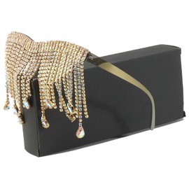 Colorful Tassel Cat Eye Sunglasses Rimless Men Women 90s Disco Sunglasses Oversized One-Piece Sunglasses With Rhinestones (gold, X)