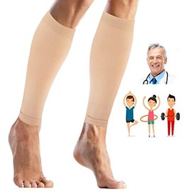1 Pair Footless Compression Socks Men & Women, Medical Calf Compression Sleeve for Leg Support, 20-30mmHg compression stocking for Varicose Veins, Runners, Nurses & Maternity, Shin Splint