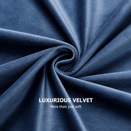 Benedeco Ocean Blue Velvet Curtains for Bedroom Window, Super Soft Luxury Drapes, Room Darkening Thermal Insulated Rod Pocket Curtain for Living Room, W52 by L84 inches, 2 Panels