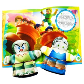 PULGARCITO cuento ilustrado con dos títeres y un pinta-cuentos. Títeres cuenta-cuentos que al leer el código QR te cuentan su historia y cuento infantil con audiolibro. Regalo niños y niñas
