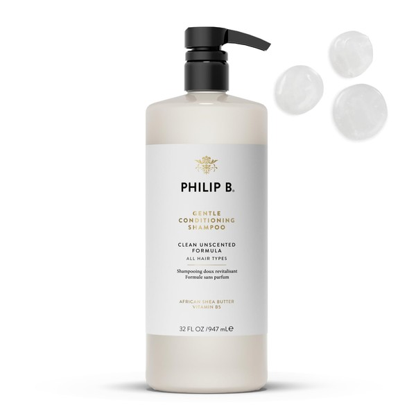 PHILIP B. Gentle Conditioning Shampoo 32 oz. (947 ml) | Light-weight Hair Moisturizer, Protecting Color, Adds Softness and Shine