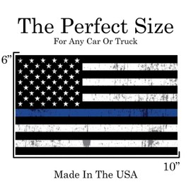Large Tattered Thin Blue Line Flag Sticker Vinyl Decal for Car Truck Window Bumper Sticker Support of Police and Law Enforcement Officers (10x6 Inch)