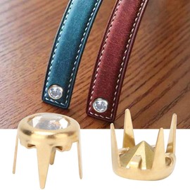 50 Set Silver/Gold Base DIY Fashion Rhinestone Claw Beads Nailhead Studs Punk Diamond Spikes Rivets for DIY Leather-Craft(6mm Gold)