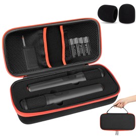 Wireless Microphone Case Compatible with JBL Wireless Two Microphone with Adjustable DIY Foam, (Box Only) Portable-Partybox Travel Bag for Karaoke for Receivers, Adapters, AA Batteries, Black
