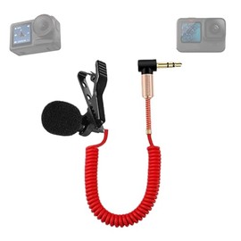 Morado Micrófono de cable corto elástico con cancelación de ruido para Motovloggers compatible con Gopro Hero 7/8/9/10/11/12 Mediamod/adaptador de micrófono y cámara de acción