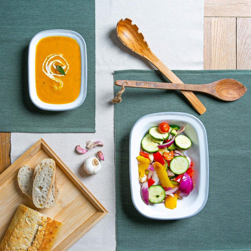 Argon Tableware 2 Piece White Enamel Pie Dishes Set -