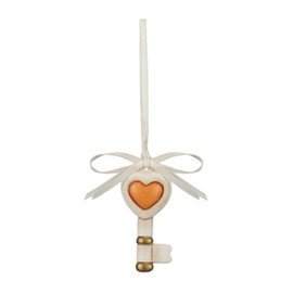 THUN - Chiave con Cuore da Appendere - Bomboniera, Regalo di Coppia - Ceramica - 3 x 6 cm