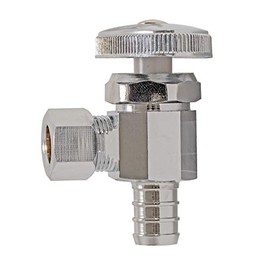 Eastman 04341LF Multi-Turn Angle Stop Valve 1/2 inch Crimpm PEX x 3/8 inch OD Comp, Chrome