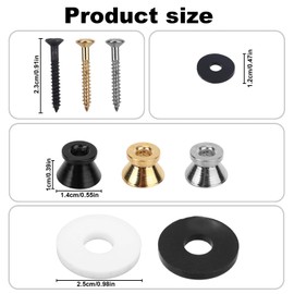 6pcs Guitar Strap Button Locks, Alloy Strap Locks Pins with Mounting Screws Anti Slipping Instrument Accessories for Electric Guitar Ukulele Bass