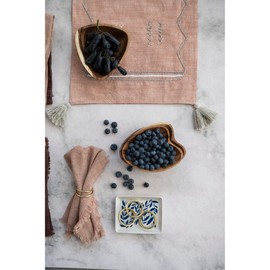 Bloomingville Heart Shaped Acacia Wood, Set of 4, Natural Tray