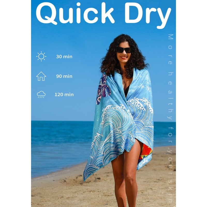 2 Pack Microfiber Lightweight Beach Towel Sand Free Quick Dry