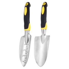 HARFINGTON 2pcs Garden Hand Shovels 11.8" Measurements Aluminum Transplanting Trowel Small Gardening Hand Tools for Planting, Yellow