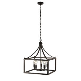 Chloe Lighting Ryder Farmhouse 5 Light Antique Wood Finish Hanging Ceiling Pendant 20" Wide