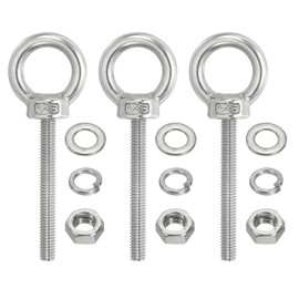 PATIKIL M6 x 50mm Lifting Shoulder Eye Bolts 304 Stainless Steel Thread Eye Bolt with Lifting Ring with Nuts and Washers Eye Bolt for Hanging Hammocks and Articles