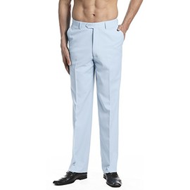 Concitor Men's Dress Pants Trousers Flat Front Slacks Solid Baby Blue Color 38