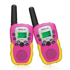 Retevis RA618 Walkie Talkies for Kids, Toys for 6-12 Years Old Girls and Boys, Long Range 8 Channels VOX Flashlight 10 Call Tones Presents for Children Adventure (Pink, 1 Pair)