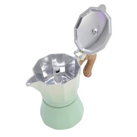 Ausla Herdplatten-Espressomaschine, 150ml Aluminium Kaffeemaschine Mini, Stovetop Kaffeemaschine Pot (Farbverlauf grün)